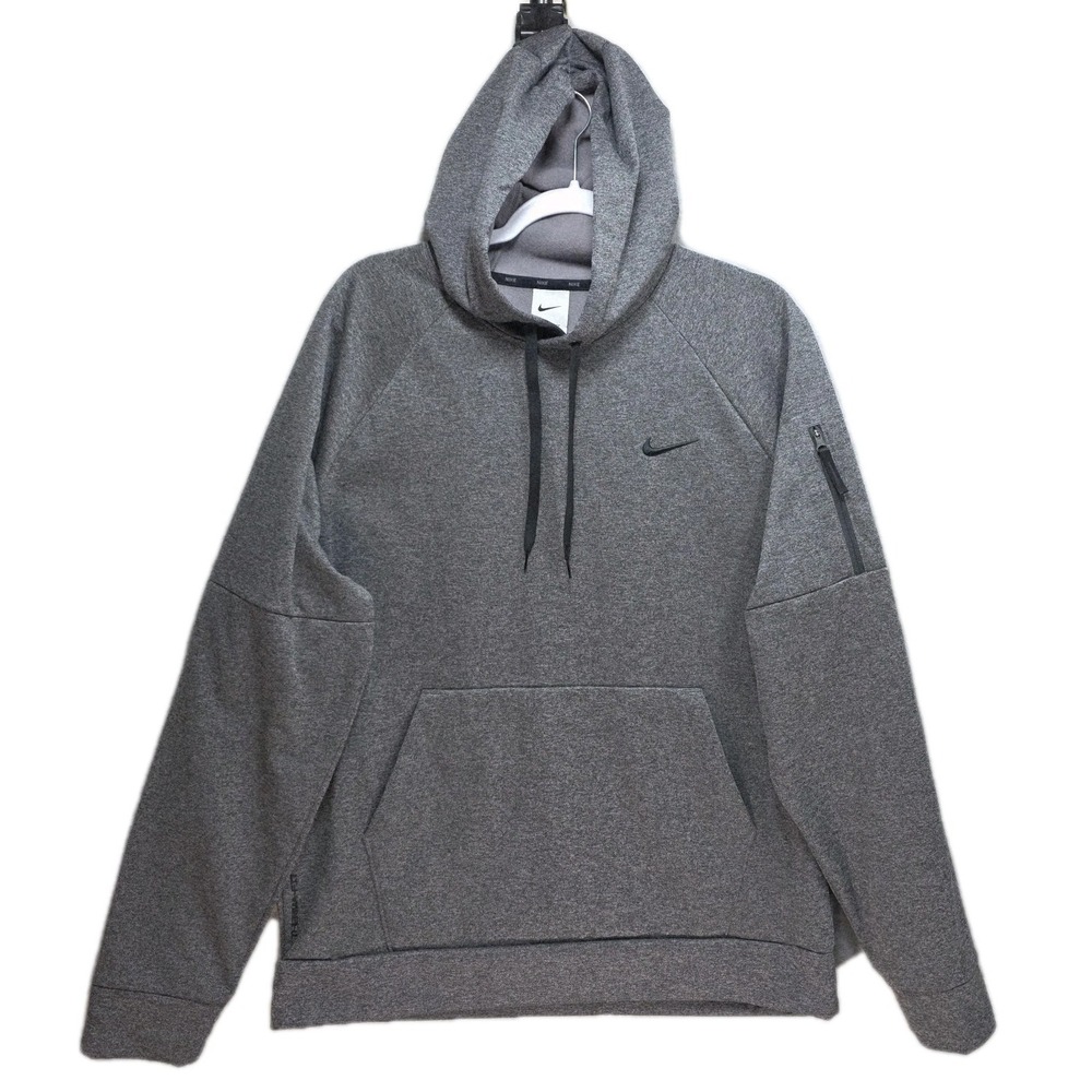 Nike Therma Fit Pullover Hoodie Mens L Fleece Lined Kangaroo Pocket Gray Athlete